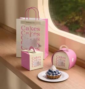 Custom Cookie Packaging Box Biodegradable Paper Baking Bento Cake Gift Boxes with Handle