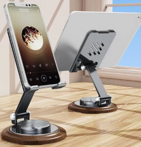 Wood Grain Rotating Phone Stand
