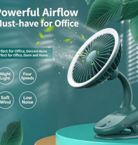 USB Rechargeable Clip Fan with LED Night