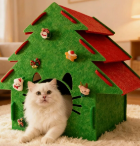 Christmas Cat Bed House